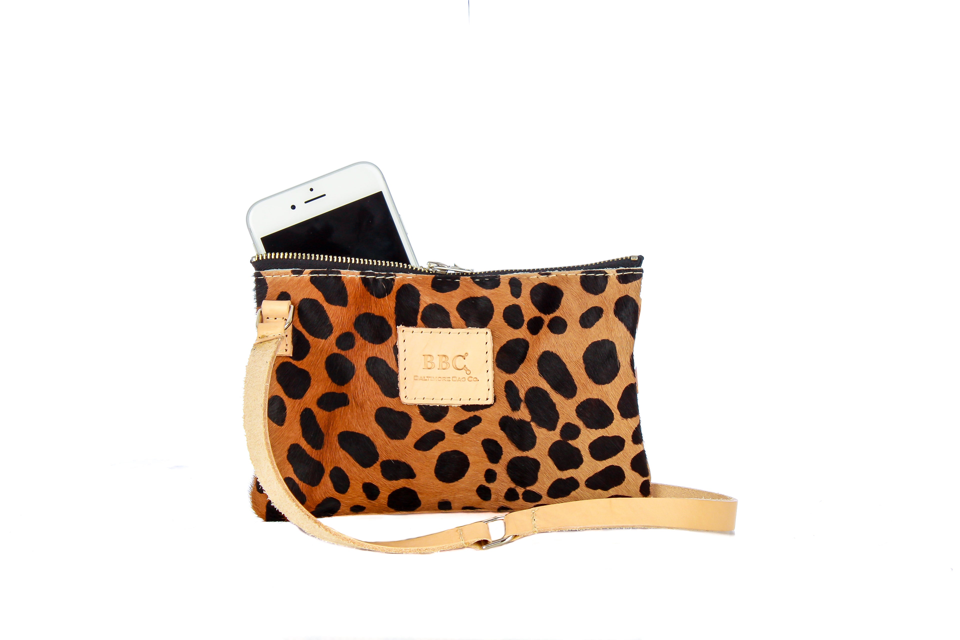Cross Body Calf Hide Cheetah Print. Phone Case & Small Bag