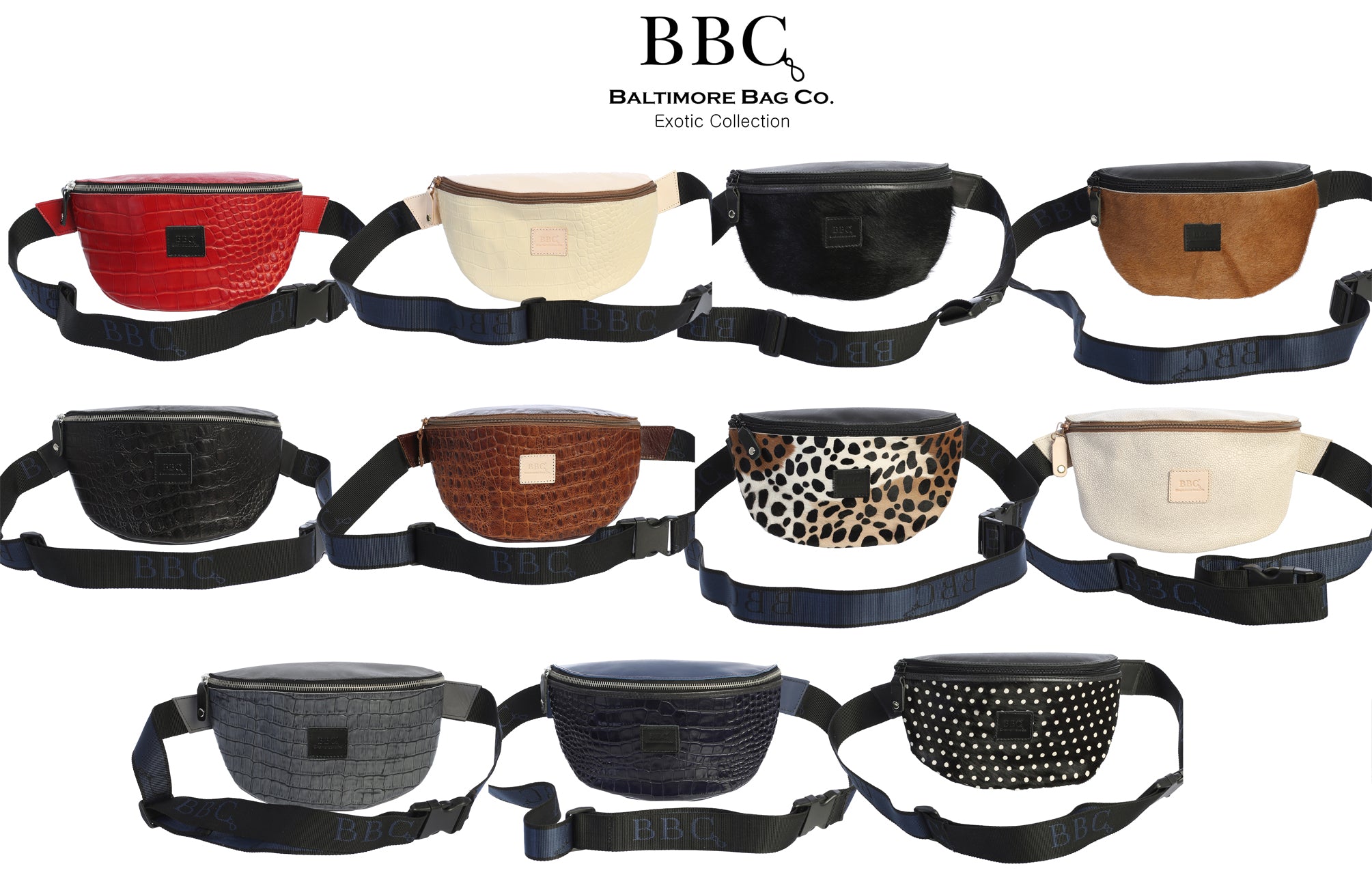Crocodile Print Unisex Genuine Leather Fanny Pack, Crossbody Bag, & Belt Bag