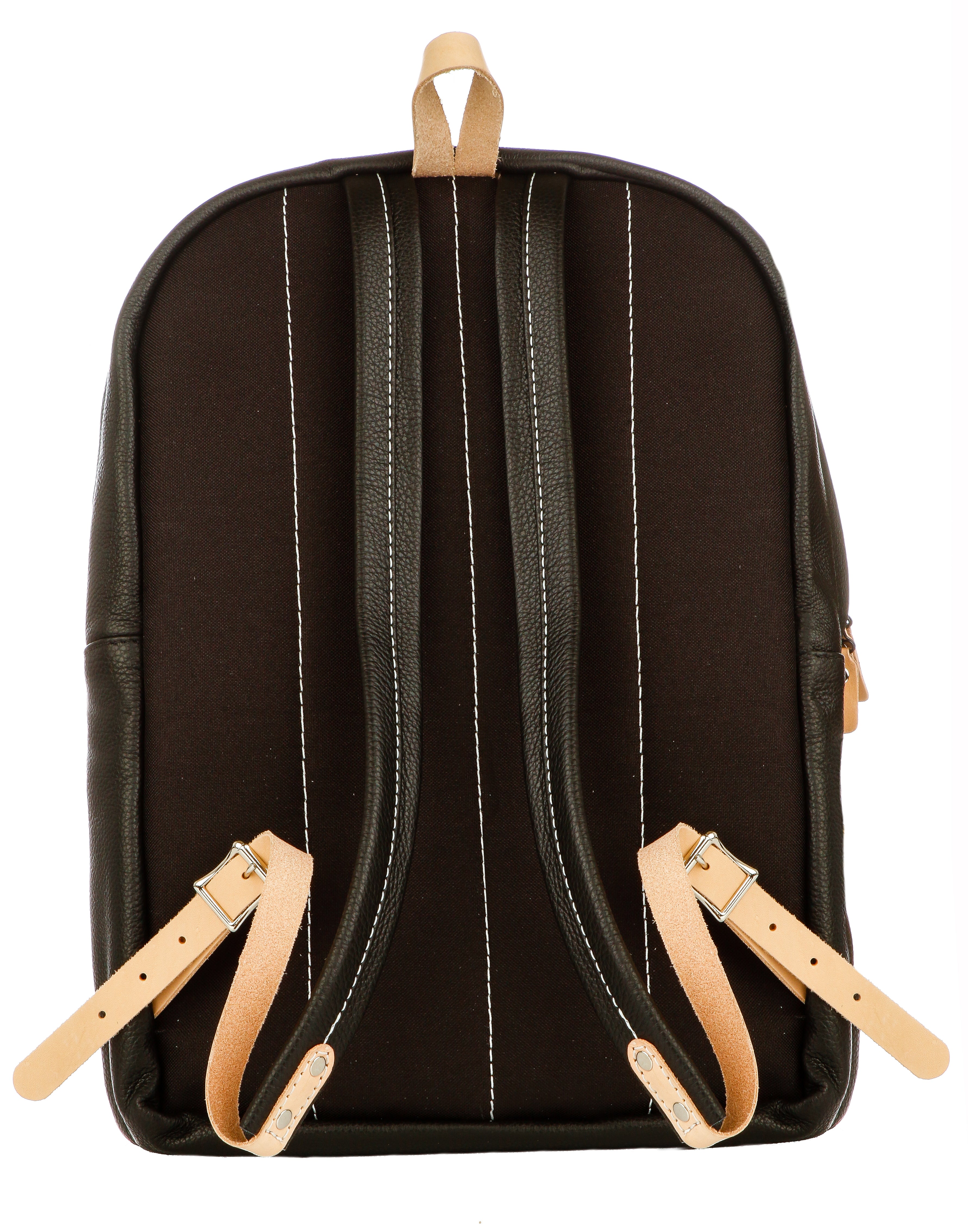 Full Grain Leather Backpack with Veg Stripes and Logo