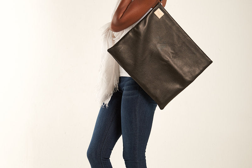 California Fold Over Clutch Bag. Soft Full Grain Genuine Leather
