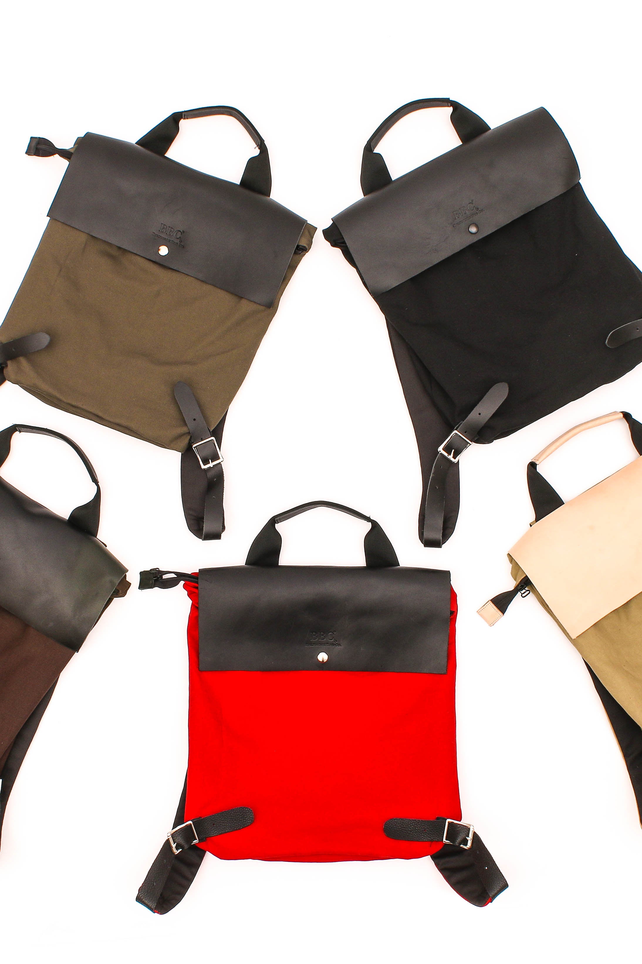 Unisex Leather & Canvas Backpack