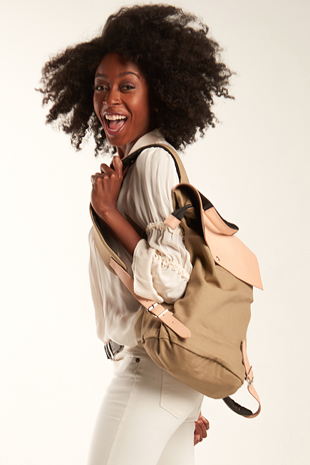 Unisex Leather & Canvas Backpack