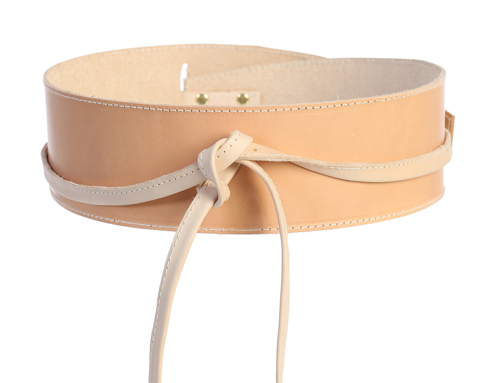 Obi Belt. Genuine Leather Wraps around the Waist into a Slit. 3" Corset Belt