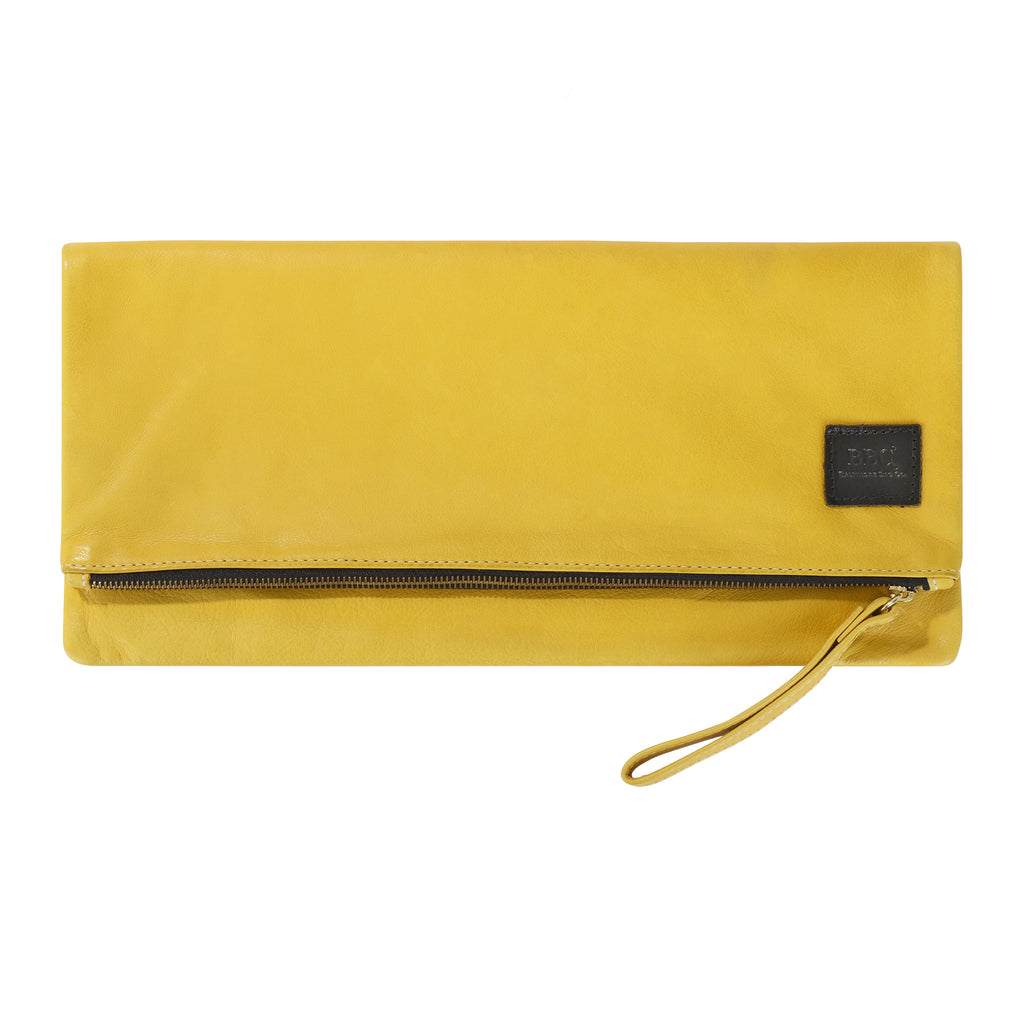 California Fold Over Clutch Bag. Soft Full Grain Genuine Leather