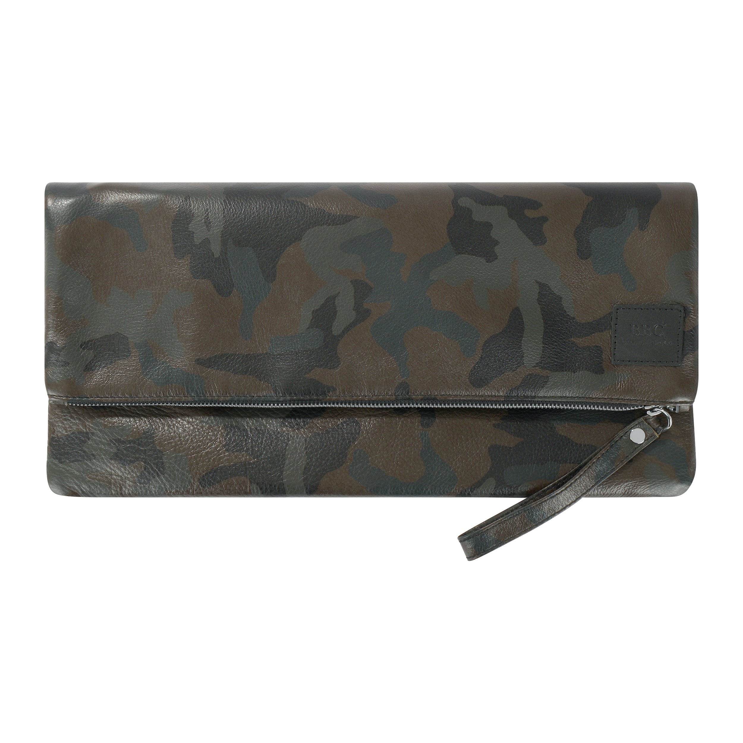 California Fold Over Clutch Bag. Soft Full Grain Genuine Leather