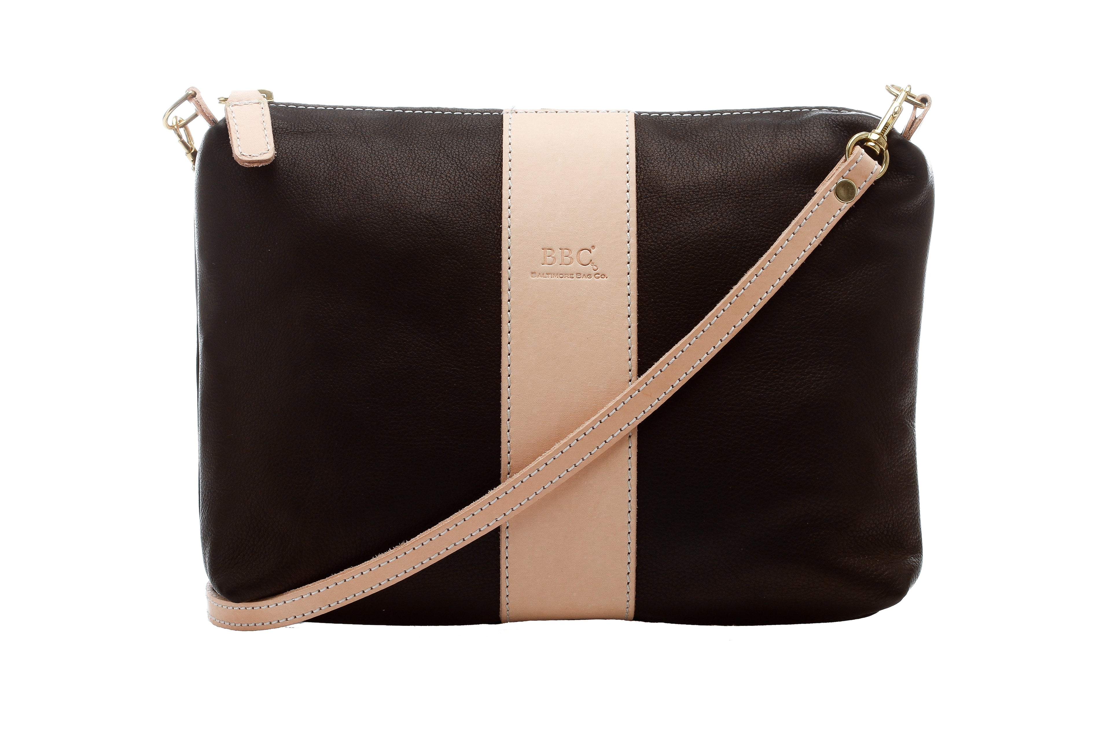 Cross Body Leather Bag with Logo Band