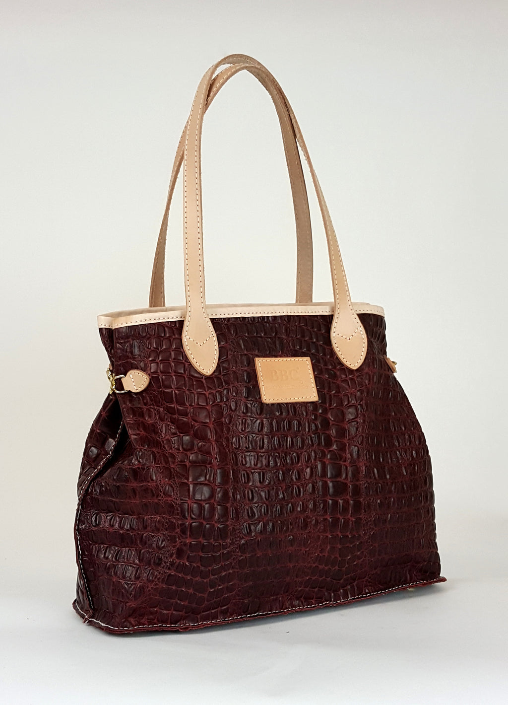 Cosmo Exotic Croc Genuine Full Grain Leather Tote Bag. Hook Sides Tote Bag