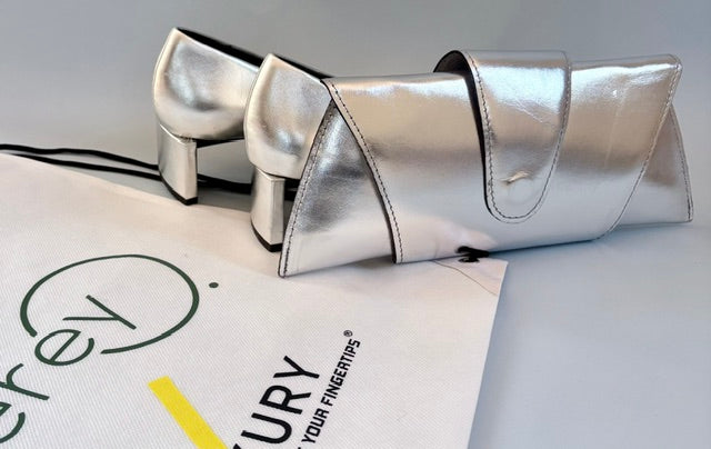 JereyO. Silver Wrap Clutch Bag