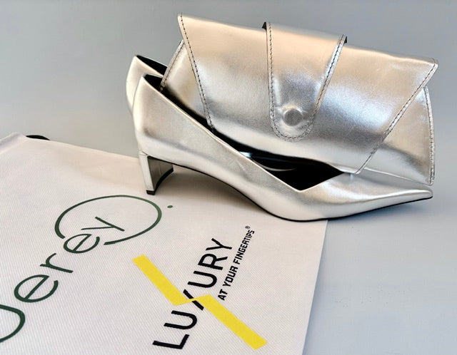 JereyO. Silver Wrap Clutch Bag