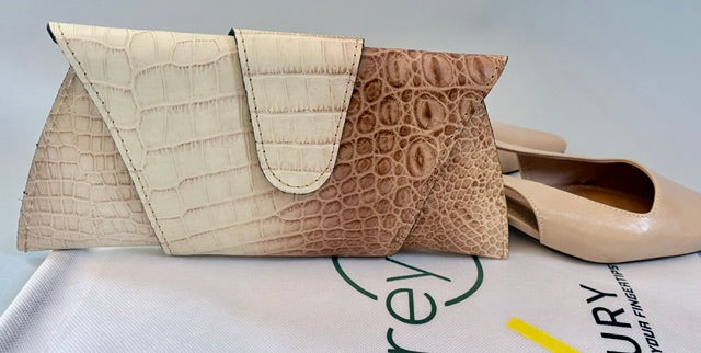 JereyO. Two-Tone Limited Edition Croc-Print Wrap Clutch Bag