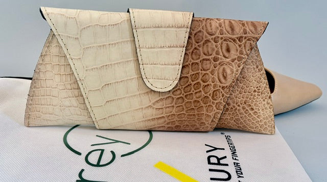 JereyO. Two-Tone Limited Edition Croc-Print Wrap Clutch Bag