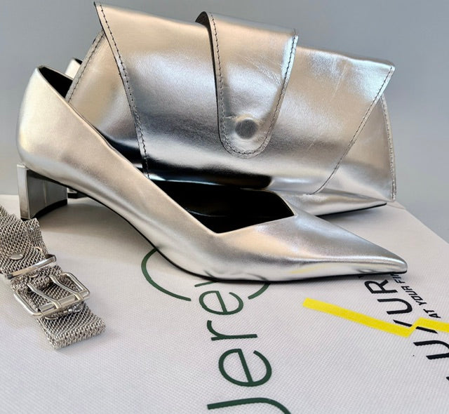 JereyO. Silver Wrap Clutch Bag