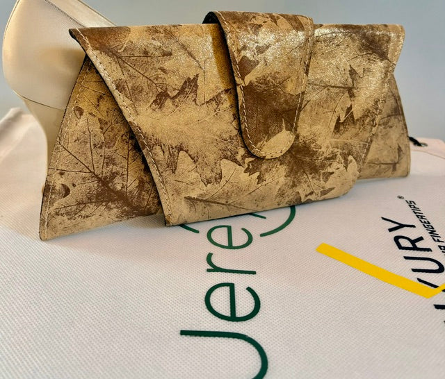 JereyO. Limited Edition Unique Leaf Print Wrap Clutch Bag