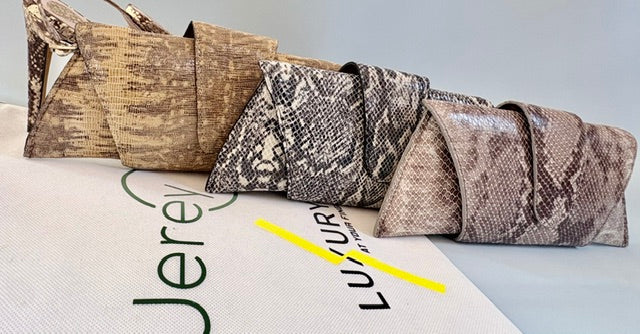 JereyO. Unique Snake Print Wrap Clutch Bag
