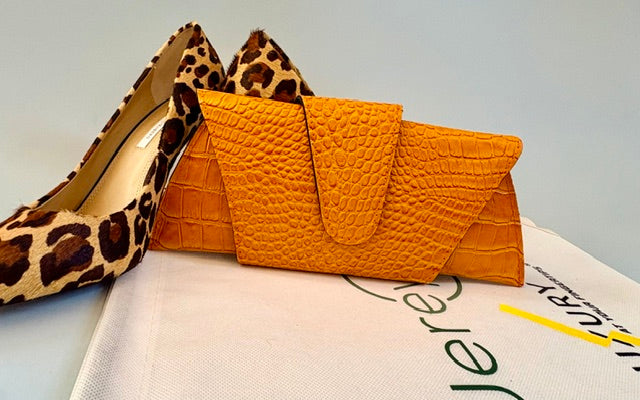 JereyO. Wrap Clutch Unique Full Grain Leather
