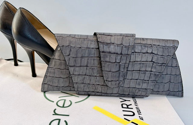 JereyO. Unique Croc-Print Wrap Clutch Bag