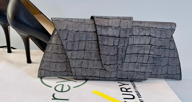 JereyO. Unique Croc-Print Wrap Clutch Bag