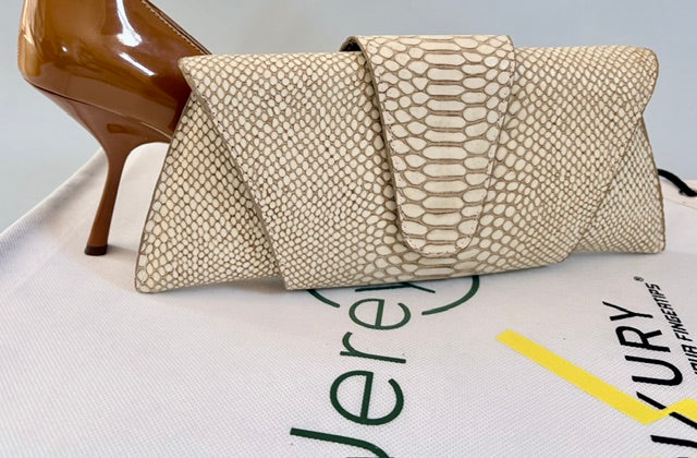 JereyO. Snake Print Wrap Clutch Bag