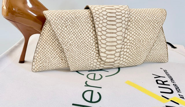 JereyO. Snake Print Wrap Clutch Bag