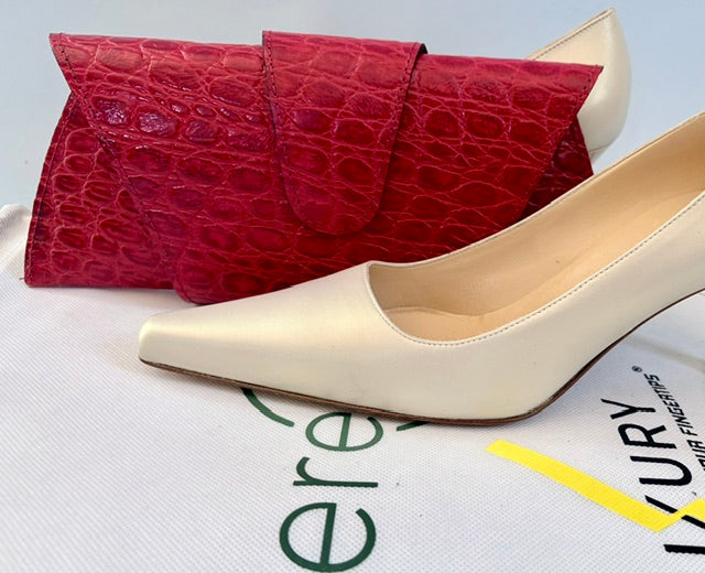 JereyO. Croc Print Wrap Clutch Bag