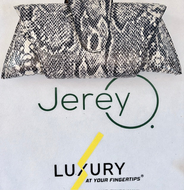 JereyO. Unique Snake Print Wrap Clutch Bag