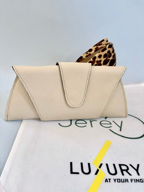 JereyO. Beige Wrap Clutch Bag