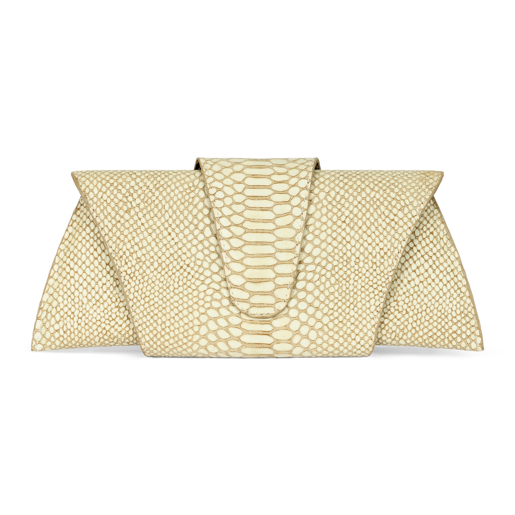 JereyO. Snake Print Wrap Clutch Bag