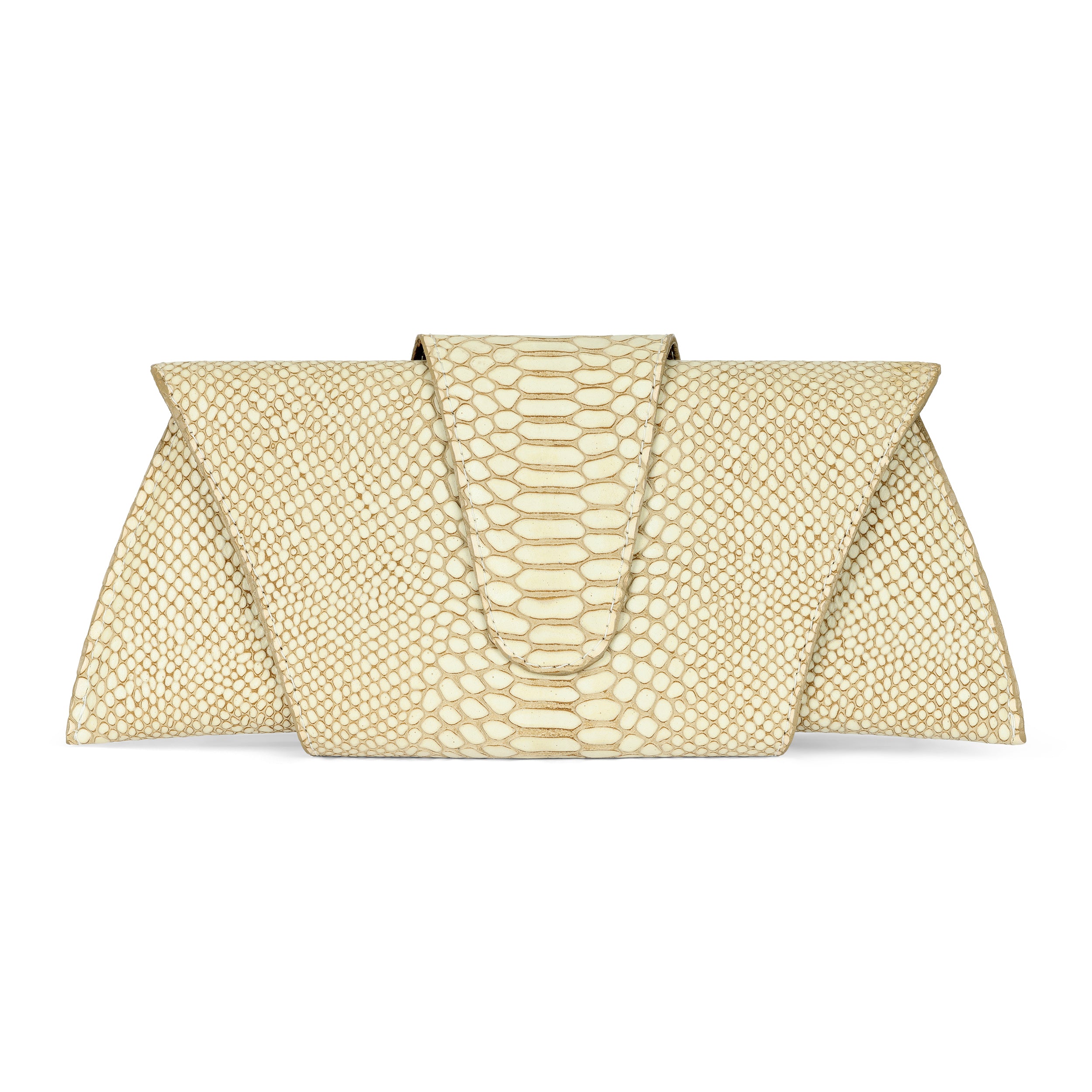 JereyO. Snake Print Wrap Clutch Bag
