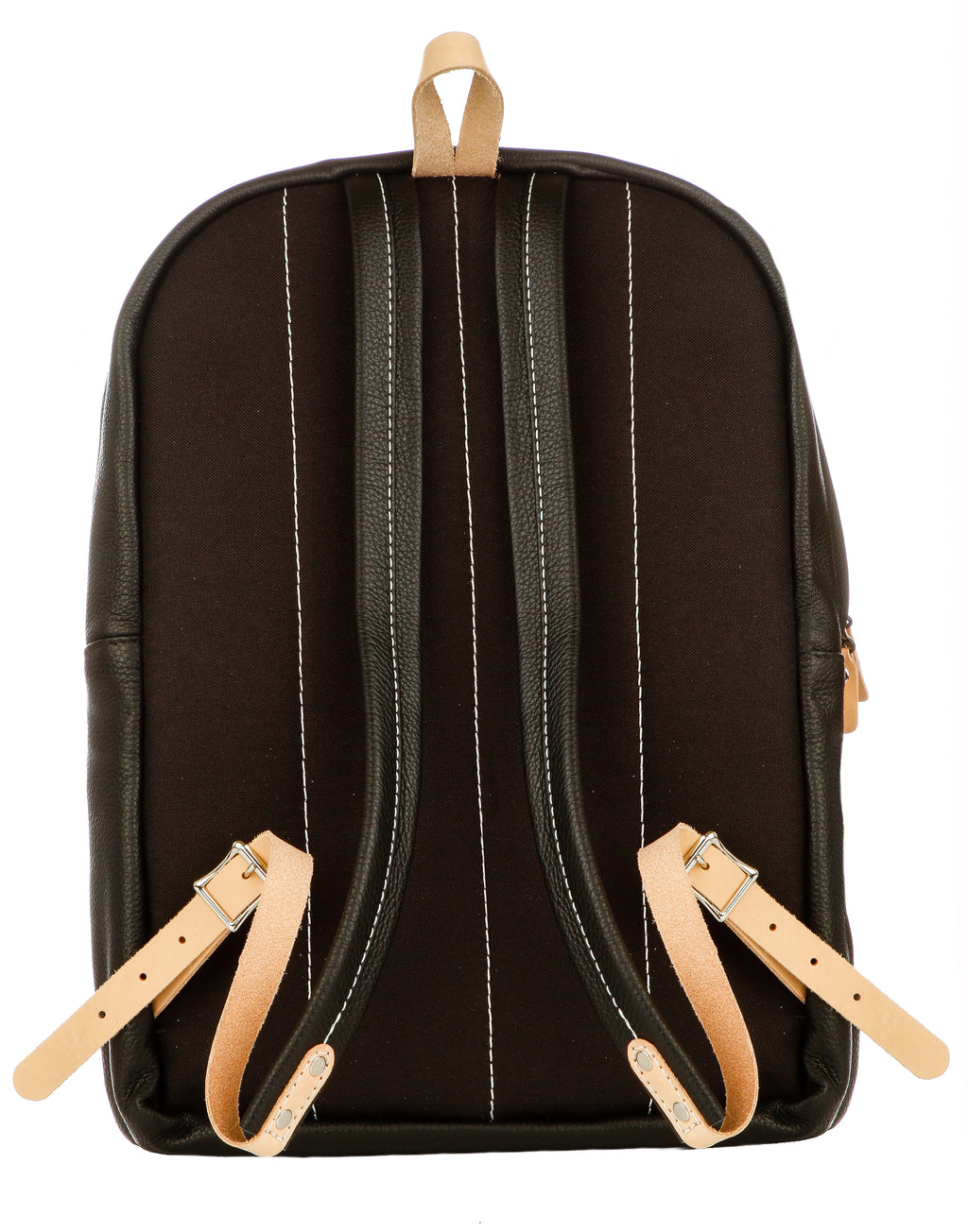 Full Grain Leather Backpack with Veg Stripes and Logo