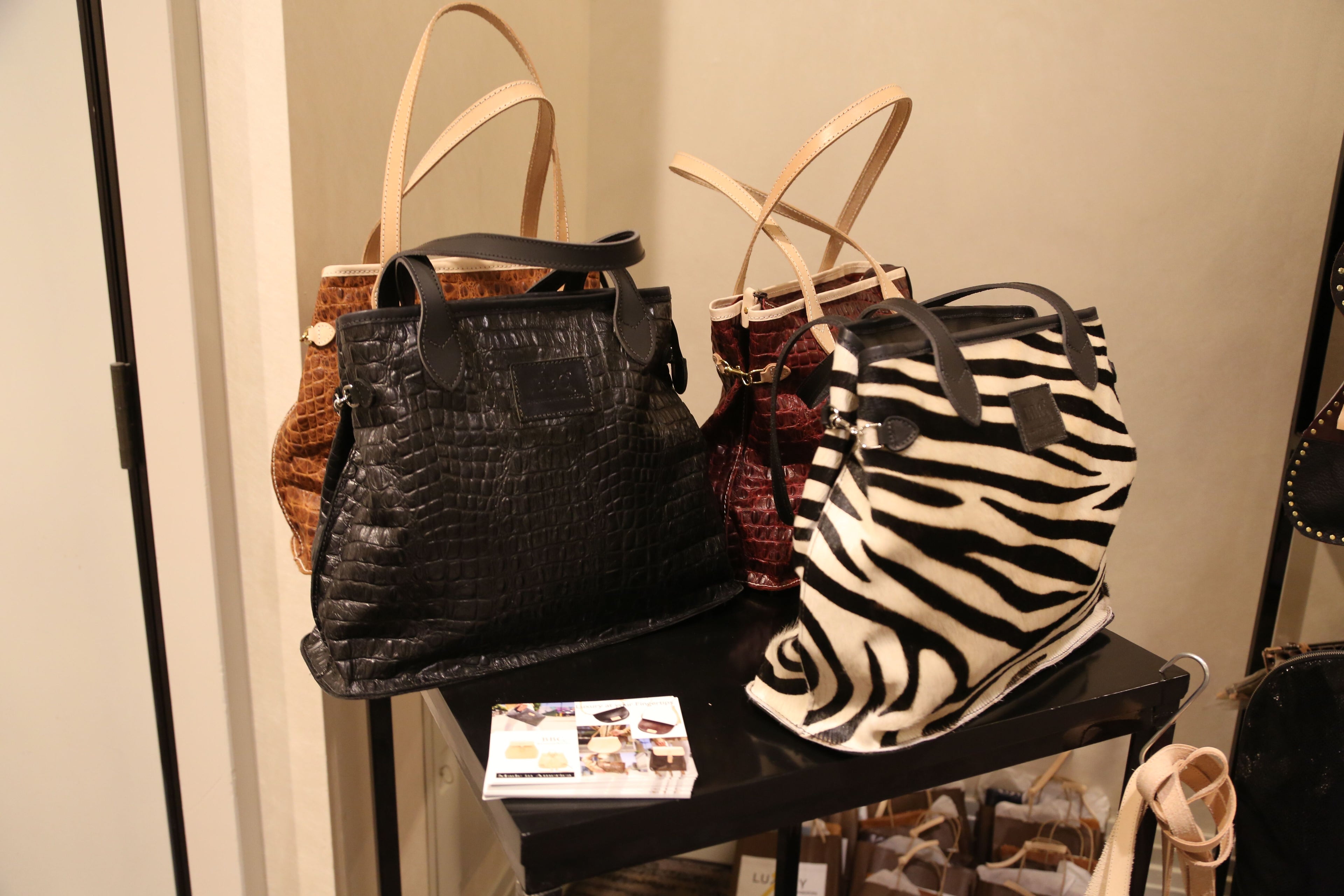Cosmo Exotic Croc Genuine Full Grain Leather Tote Bag. Hook Sides Tote Bag