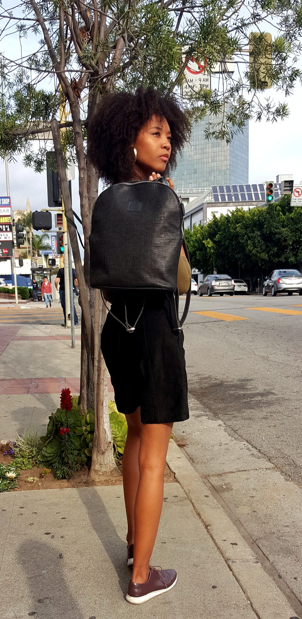 Sleek Genuine Full Grain Vegetable Leather Backpack