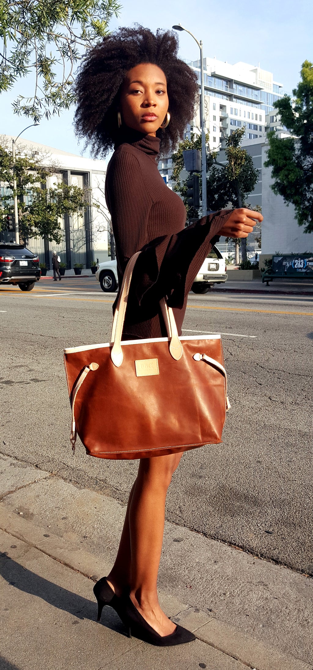 Cosmo Genuine Full Grain Vegetable Leather Tote Bag. BBC Neverfull Tote Bag