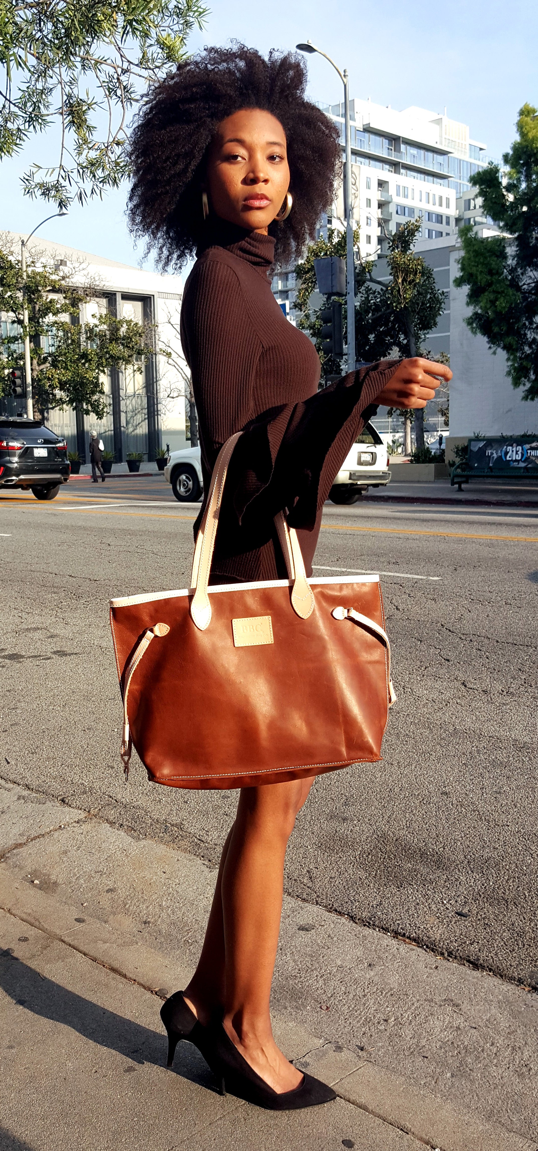 Cosmo Genuine Full Grain Vegetable Leather Tote Bag. BBC Neverfull Tote Bag