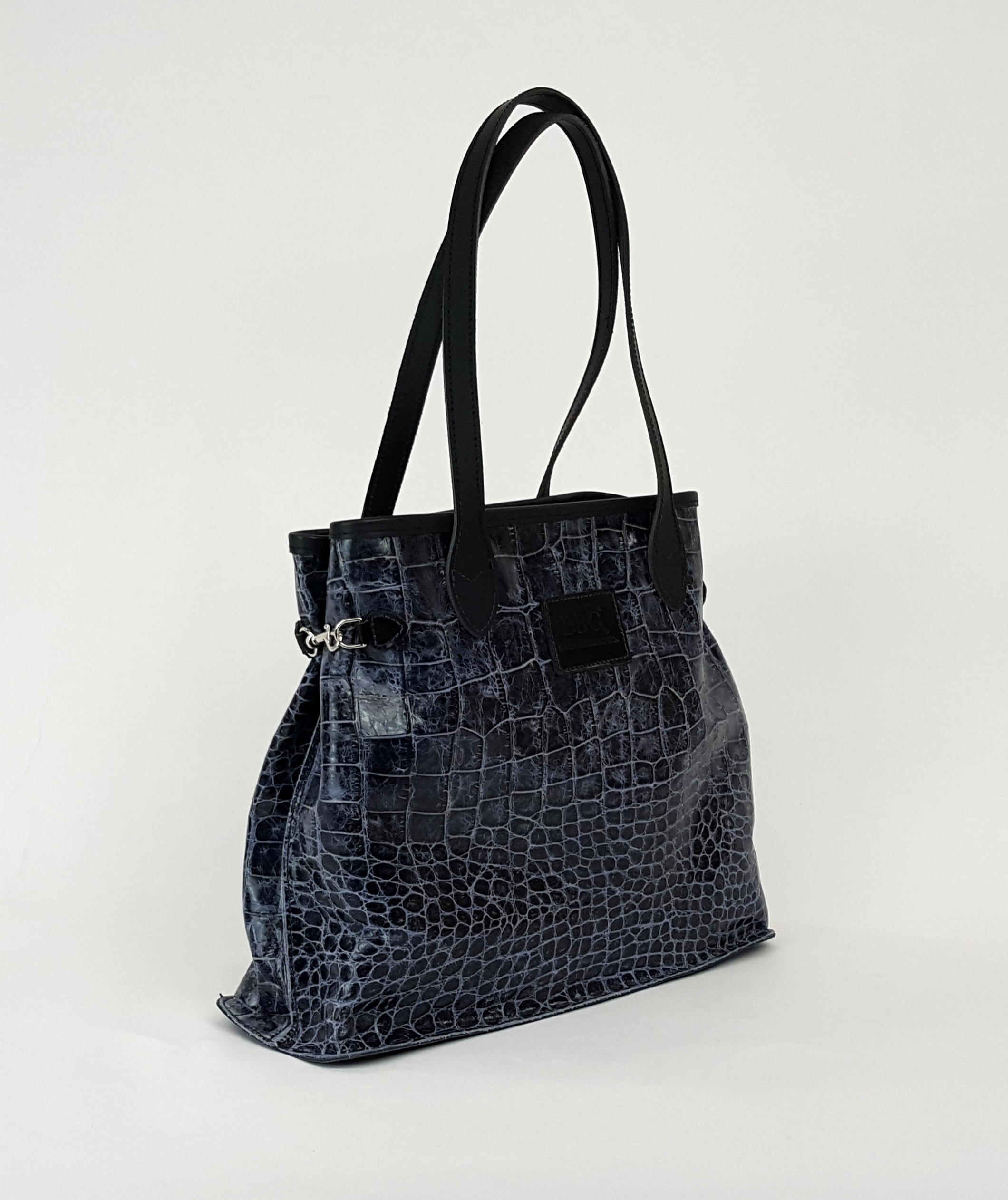 Cosmo Exotic Croc Genuine Full Grain Leather Tote Bag. Hook Sides Tote Bag
