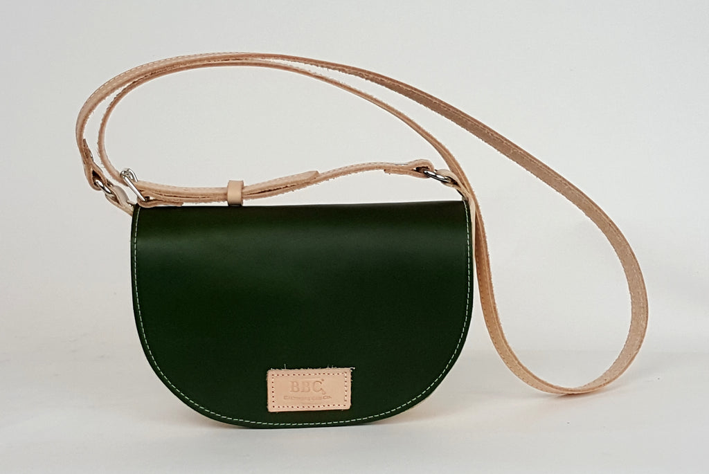 Half Moon Genuine Full Grain Vegetable Leather Flap Bag
