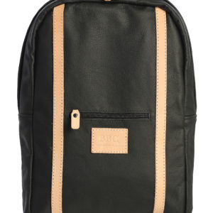 Full Grain Leather Backpack with Veg Stripes and Logo