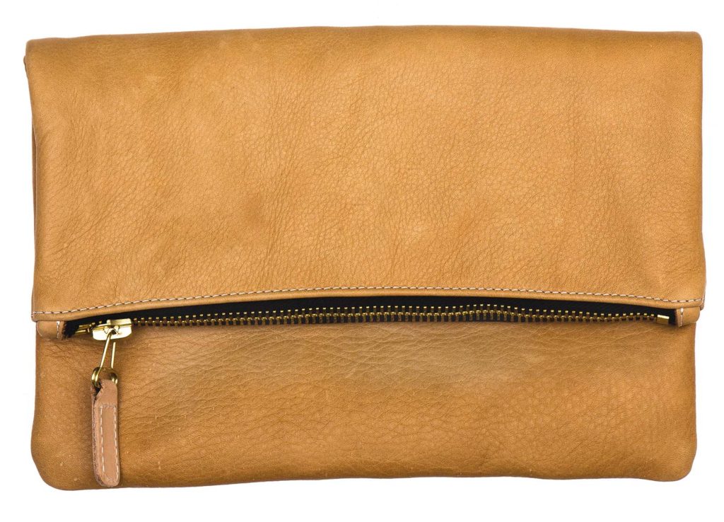 Foldover Leather Clutch