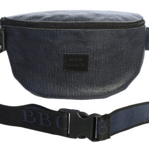 Navy Textured Leather Fanny Pack & Crossbody Bag