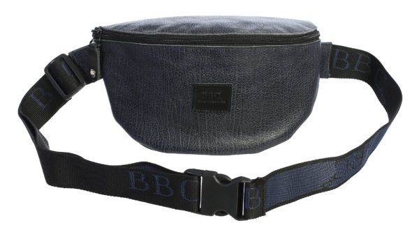 Navy Textured Leather Fanny Pack & Crossbody Bag