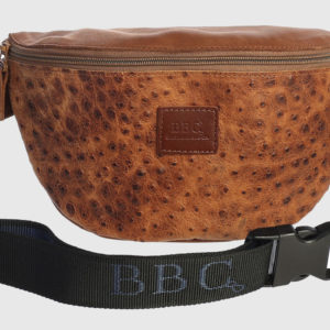 Ostrich Embossed Leather Fanny Pack and Crossbody Bag