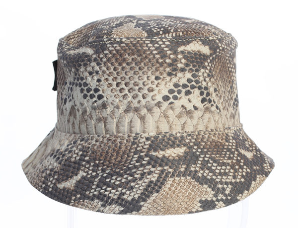 Snake Print Leather Bucket Hat