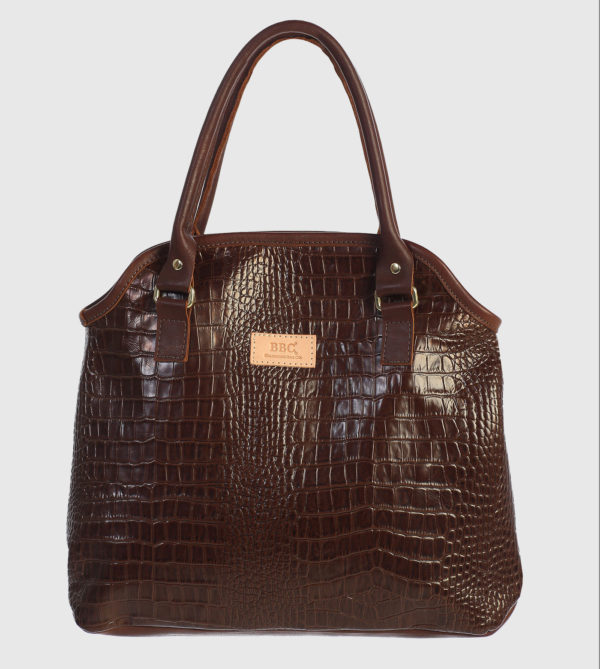 Medium Handle Croc Print Leather Bag