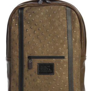 BBC Full Grain Pyramid Embossed Leather Backpack w Black Stripes and Logo
