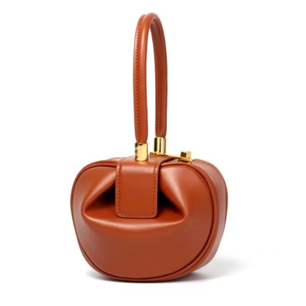 Genuine Leather Dumpling Style Handbag, Vintage Looking Style Bag, Sturdy & Cute Handle