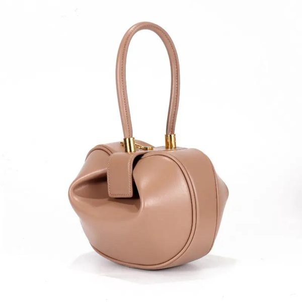 Genuine Leather Dumpling Style Handbag, Vintage Looking Style Bag, Sturdy & Cute Handle