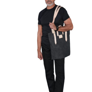 Canvas Tote with Organic Leather Handle and Adjustable Straps and Buckles