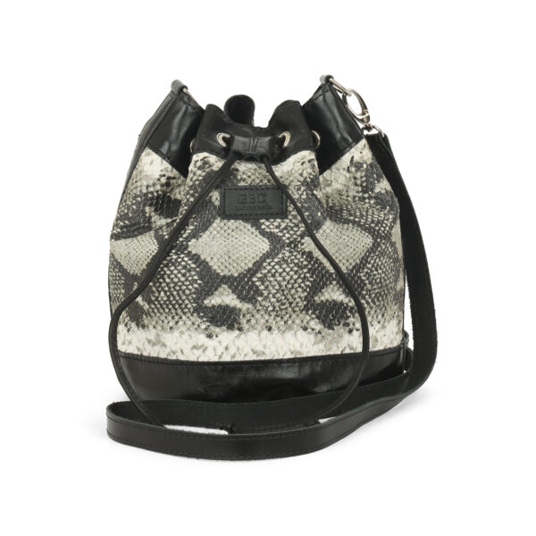 Full Grain Leather and Lambskin Snake Print Bucket Bag