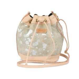 Vegetable Leather and Cow Hide Gray & Silver Bucket Bag